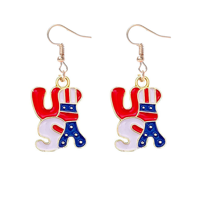 Venta al por mayor Pendientes De La Aleación De La Bandera Del Día De La Independencia